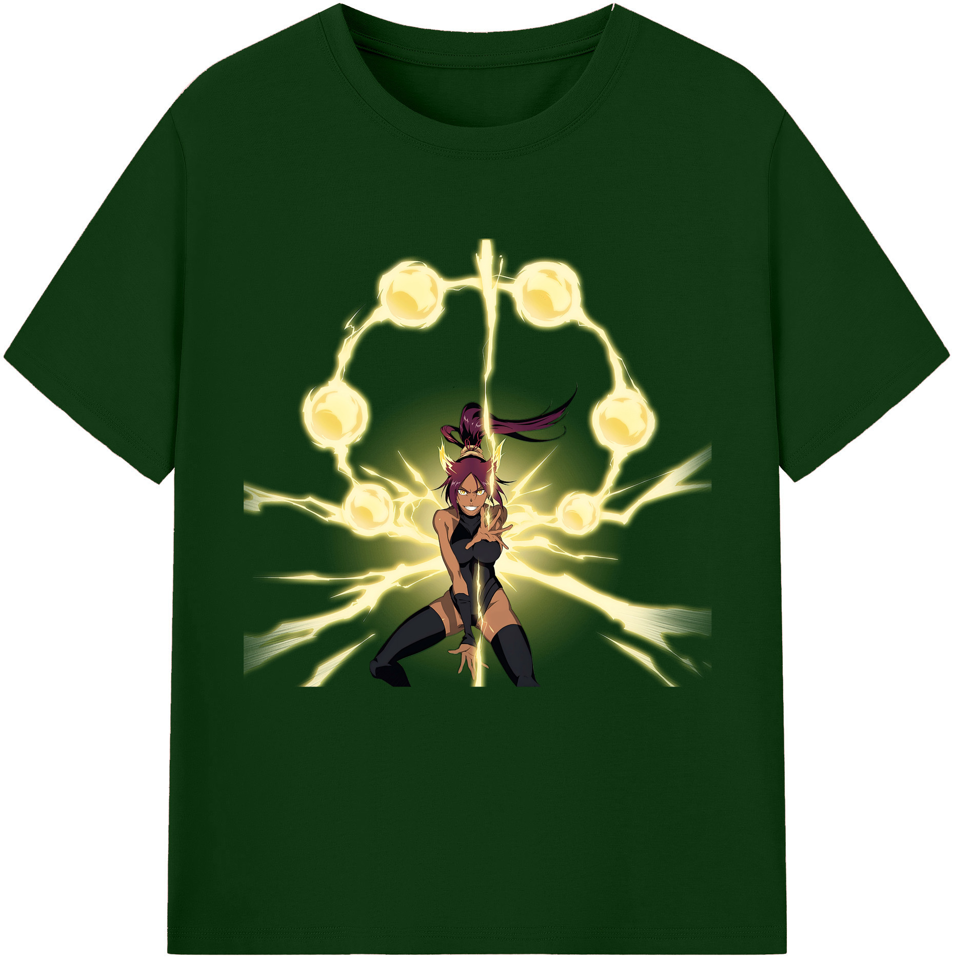 （画像用） ブリーチ 四楓院 夜一（しほういん よるいち） BLEACH Shihouin Yoruichi 綿100％半袖Tシャツ（フロントプリント）
